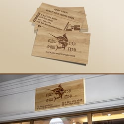 Вывеска и визитка для магазина морепродуктов — пример работы портфолио фрилансера в категории Наружная реклама