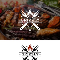 Grizzly Grill Logo — пример работы портфолио фрилансера в категории Логотипы