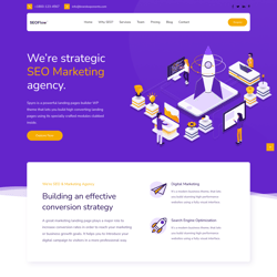 Jednostronicowa strona Seoflow agencji SEO. — przykładowe portfolio freelancera w kategorii 