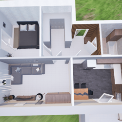 3D model of the apartment - top view — example of a freelancer's portfolio in the category 3D Modeling