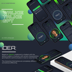 Mobile application design WalkieTalkieGPT  Open.AI based — example of a freelancer's portfolio in the category Interface design