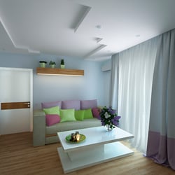Уютная сиреневая гостиная — example of a freelancer's portfolio in the category Interior design