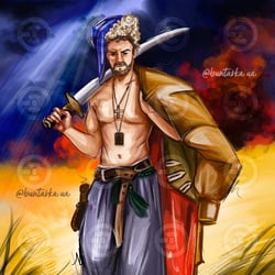 The Cossack.  Selling license for use in personal messages — example of a freelancer's portfolio in the category Illustrations & Drawings