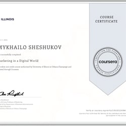 Certyfikat marketingu w cyfrowym świecie (Coursera/Illinois) — przykładowe portfolio freelancera w kategorii Promocja w wyszukiwarkach (SEO)
