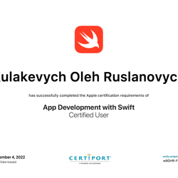 App Development with Swift — приклад роботи портфоліо фрілансера в категорії Розробка під iOS (iPhone та iPad)