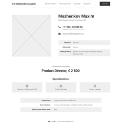 Protype of the page of the expert — example of a freelancer's portfolio in the category Prototyping