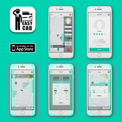 Aplikacja iOS dla usługi taksówkowej EasyCab — przykładowe portfolio freelancera w kategorii Programowanie na iOS (iPhone i iPad)