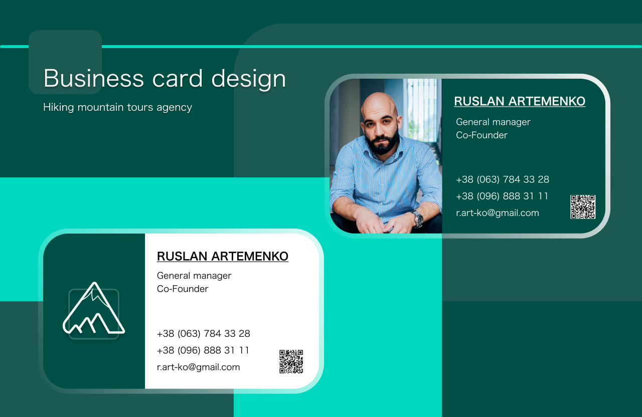 Creating business card design for hiking mountain agency work from a