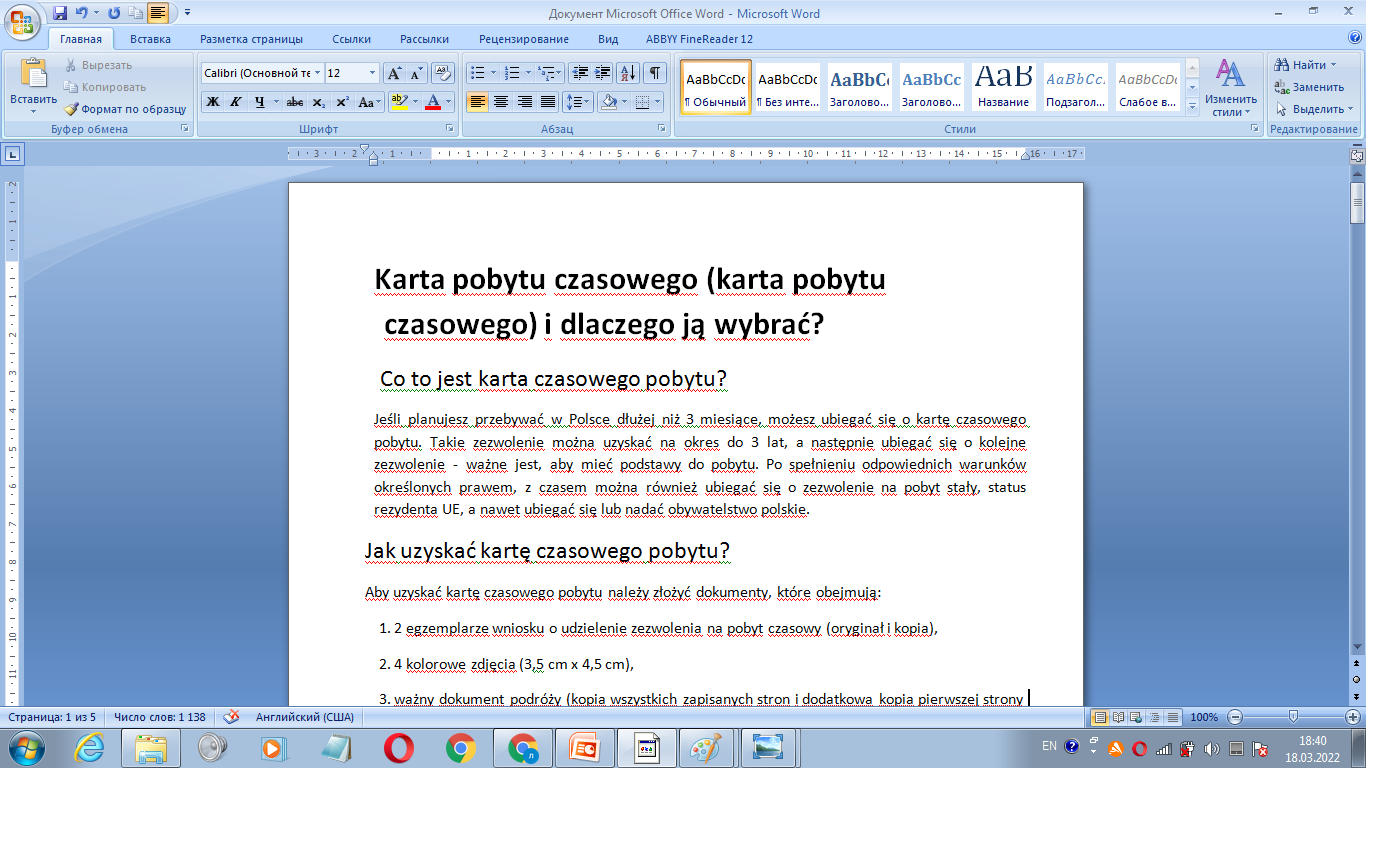 Translation into Polish work from a freelancer's portfolio Олены