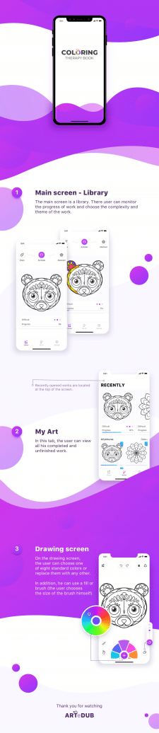 Концепт приложения Coloring Therapy Book