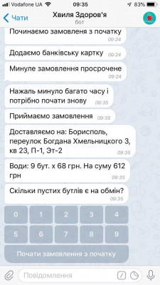 Чат бот для заказа доставки воды "Хвиля здовров’я"