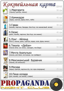 Коктельная карта