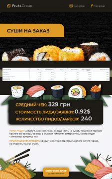 Доставка Суши - Facebook, 240 заказов по $0,92