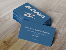 Визитка для магазина спортивной одежды Bona Sport